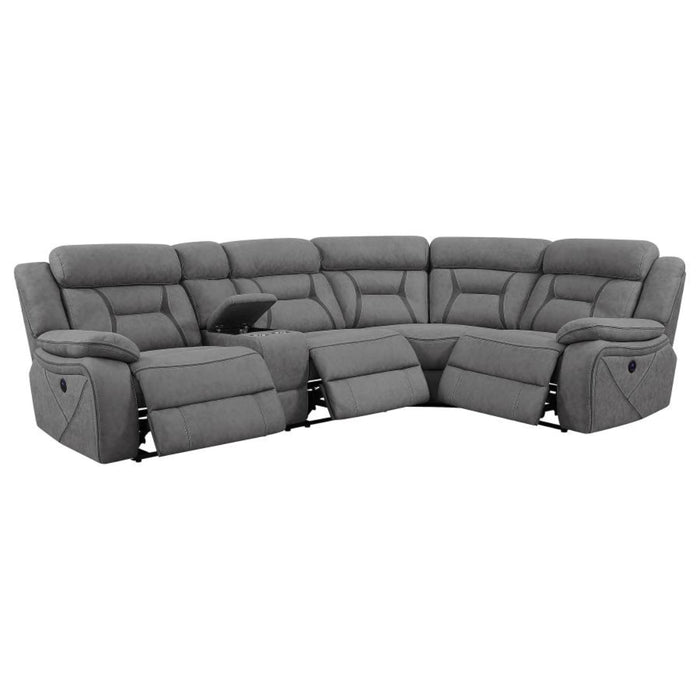 Coaster Higgins Upholstered Power Reclining Sectional Sofa Grey