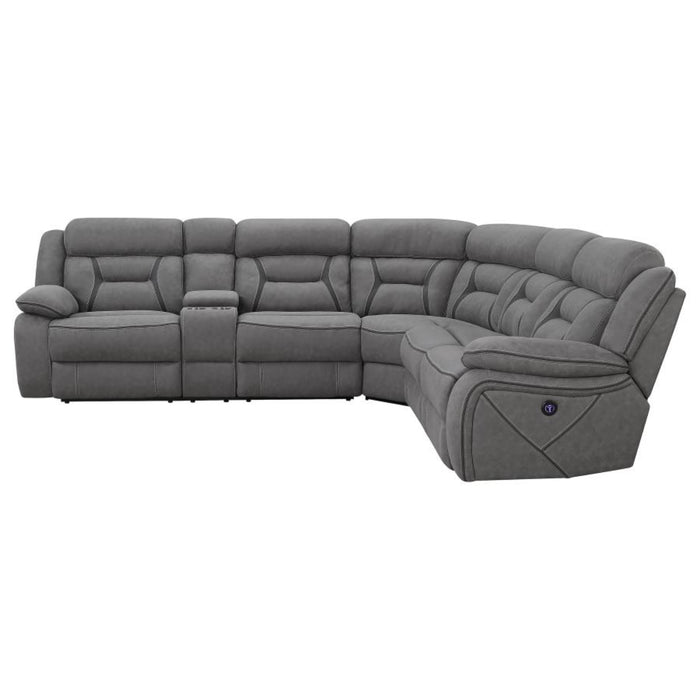 Coaster Higgins Upholstered Power Reclining Sectional Sofa Grey