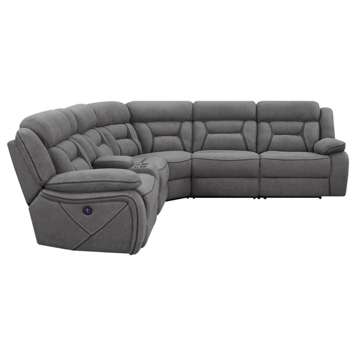 Coaster Higgins Upholstered Power Reclining Sectional Sofa Grey