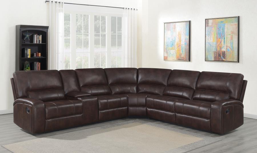 Coaster Brunson 3-piece Upholstered Reclining Sectional Sofa Brown