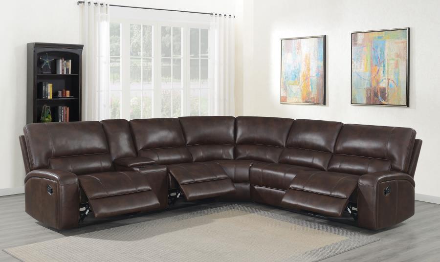 Coaster Brunson 3-piece Upholstered Reclining Sectional Sofa Brown