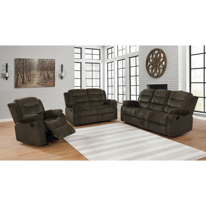 Coaster Rodman 3-piece Upholstered Reclining Sofa Living Room Set Olive Brown