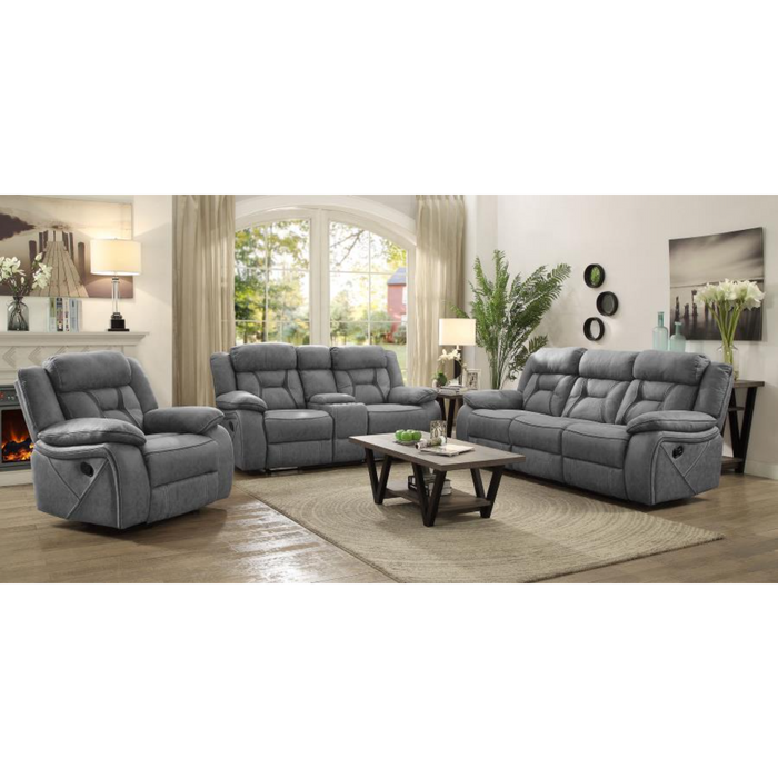 Coaster Higgins 3-piece Upholstered Motion Reclining Sofa Living Room Set Grey