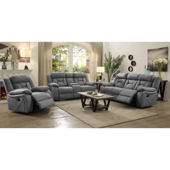 Coaster Higgins 3-piece Upholstered Motion Reclining Sofa Living Room Set Grey