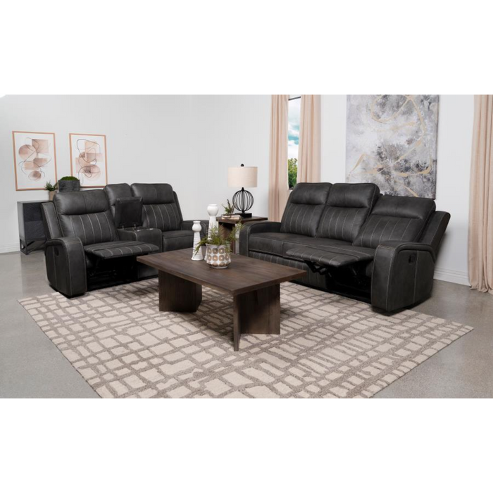 Coaster Raelynn 2-piece Upholstered Reclining Sofa Living Room Set Grey