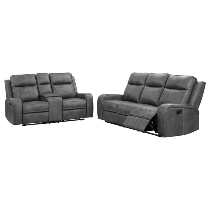 Coaster Raelynn 2-piece Upholstered Reclining Sofa Living Room Set Grey