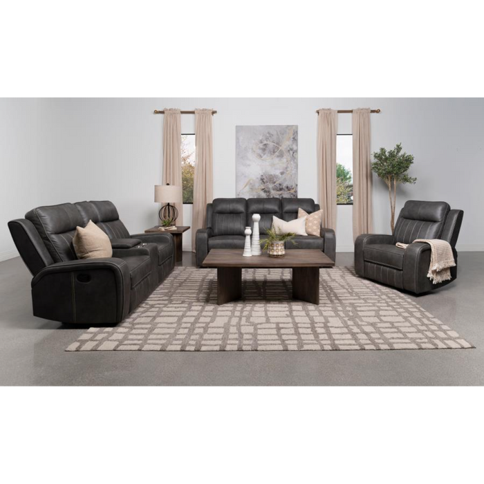 Coaster Raelynn 3-piece Upholstered Reclining Sofa Living Room Set Grey