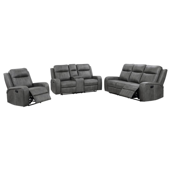 Coaster Raelynn 3-piece Upholstered Reclining Sofa Living Room Set Grey