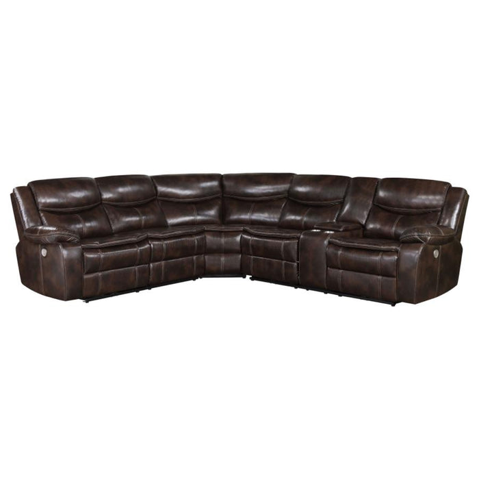 Coaster Sycamore Upholstered Power Reclining Sectional Sofa Brown