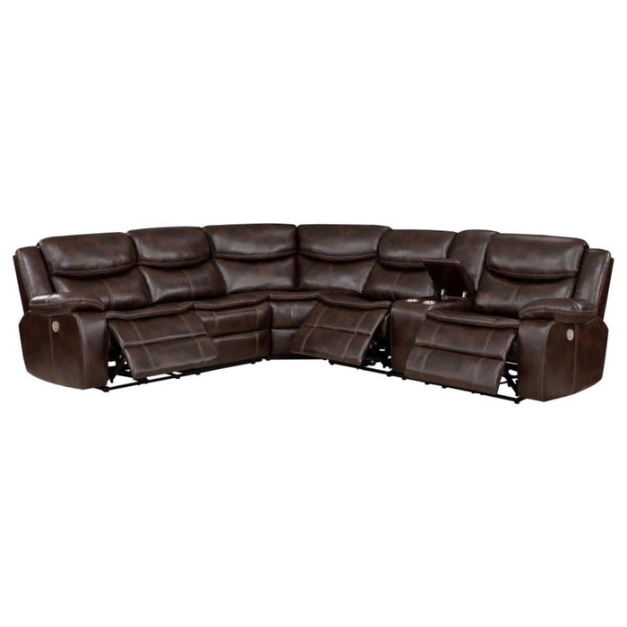 Coaster Sycamore Upholstered Power Reclining Sectional Sofa Brown