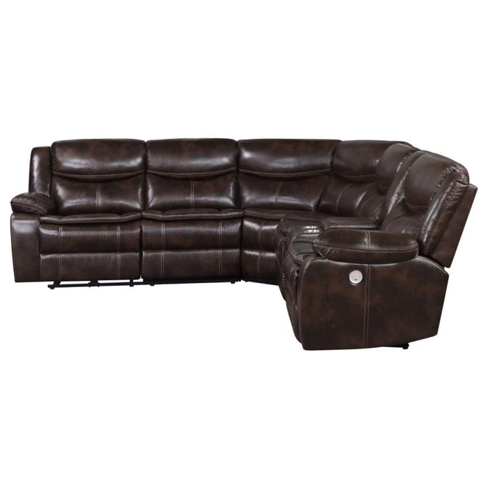 Coaster Sycamore Upholstered Power Reclining Sectional Sofa Brown