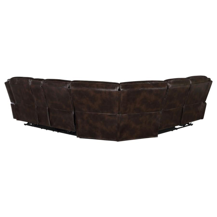 Coaster Sycamore Upholstered Power Reclining Sectional Sofa Brown