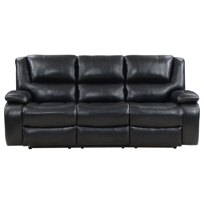Coaster Camila 2-piece Upholstered Motion Reclining Sofa Living Room Set Black
