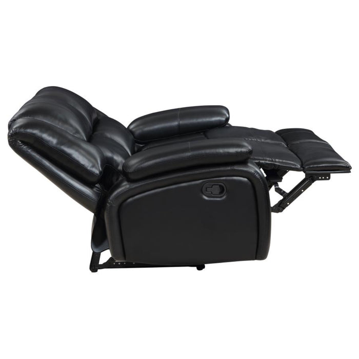 Coaster Camila 2-piece Upholstered Motion Reclining Sofa Living Room Set Black