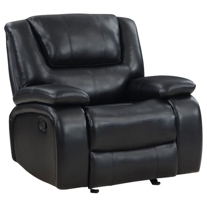 Coaster Camila 3-piece Upholstered Motion Reclining Sofa Living Room Set Black