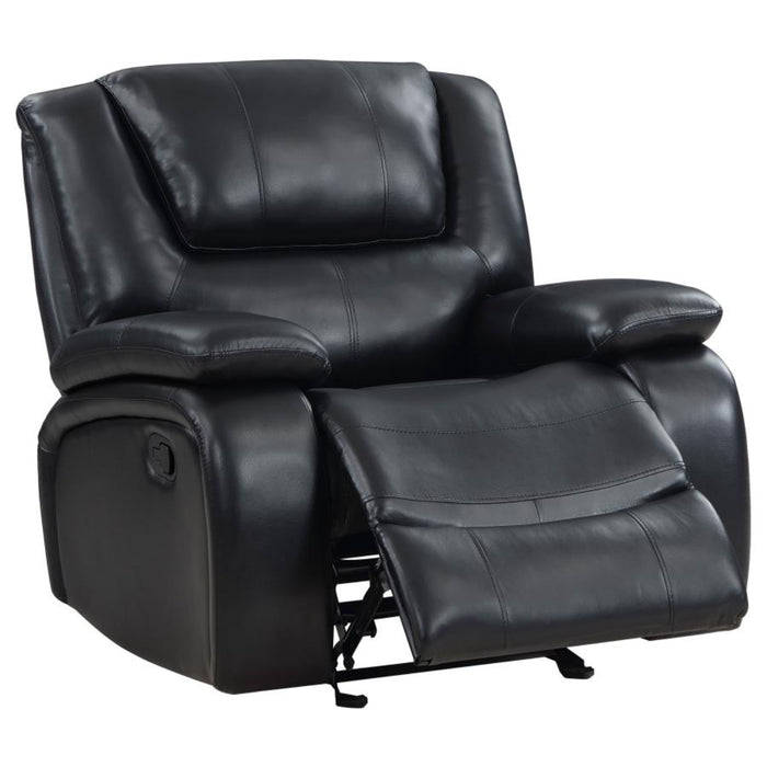 Coaster Camila 3-piece Upholstered Motion Reclining Sofa Living Room Set Black