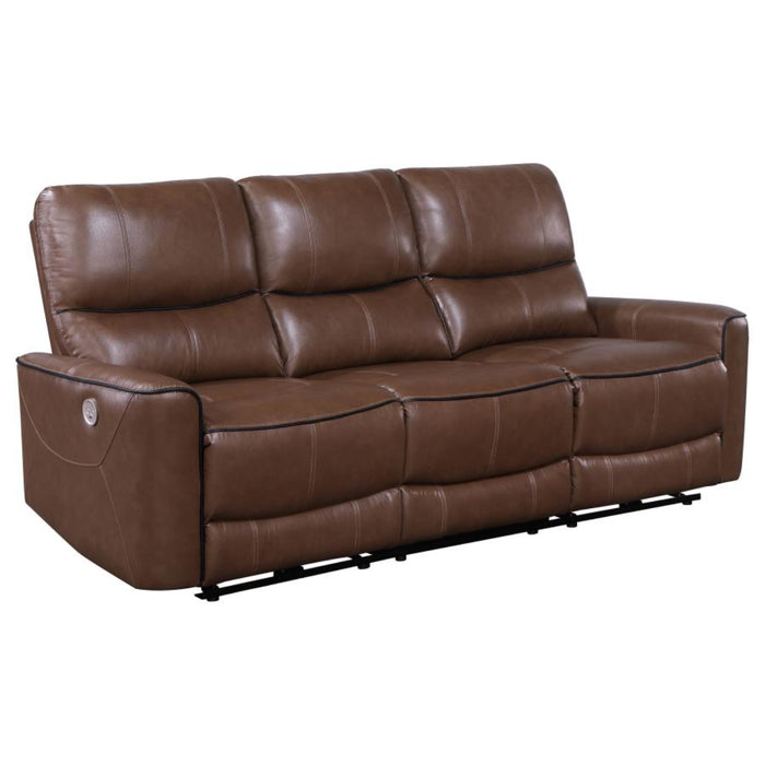 Coaster Greenfield 2-piece Power Reclining Sofa Living Room Set Saddle Brown