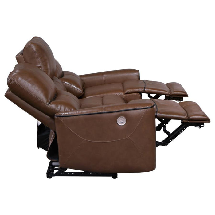 Coaster Greenfield 2-piece Power Reclining Sofa Living Room Set Saddle Brown