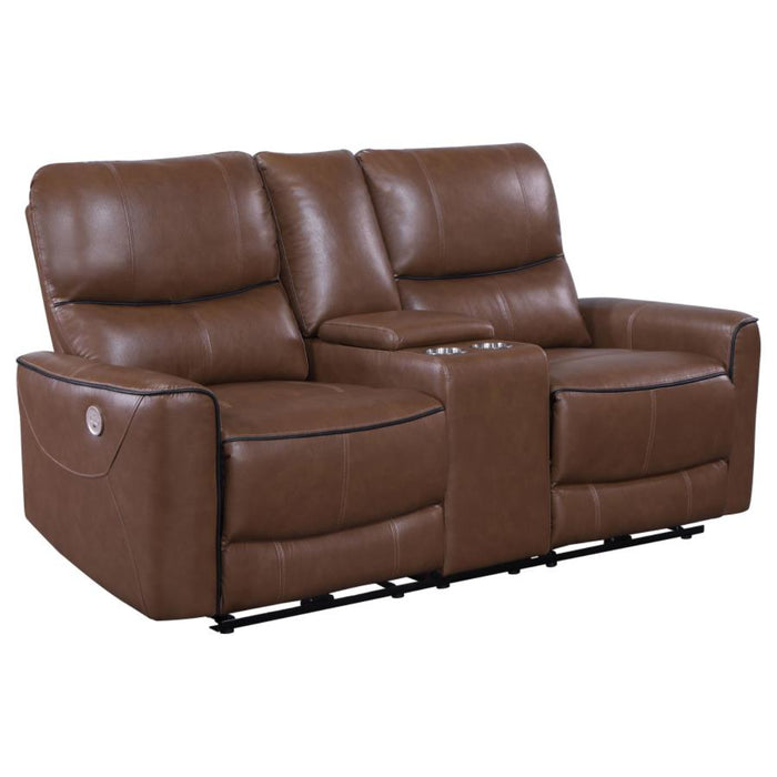 Coaster Greenfield 2-piece Power Reclining Sofa Living Room Set Saddle Brown