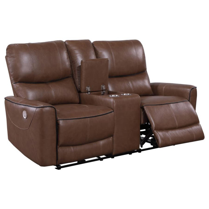 Coaster Greenfield 2-piece Power Reclining Sofa Living Room Set Saddle Brown