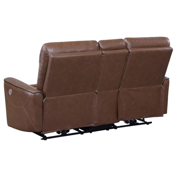 Coaster Greenfield 2-piece Power Reclining Sofa Living Room Set Saddle Brown