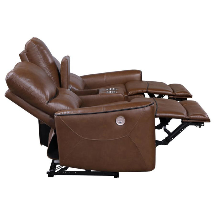 Coaster Greenfield 2-piece Power Reclining Sofa Living Room Set Saddle Brown