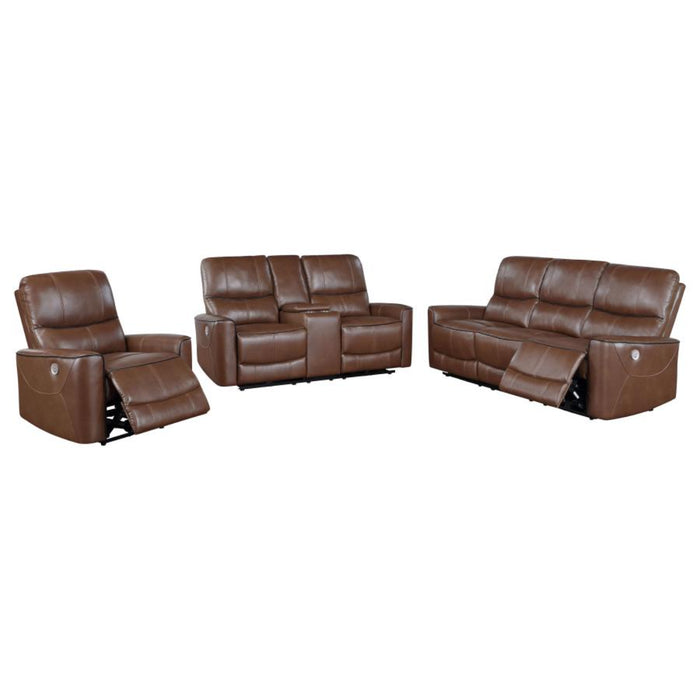 Coaster Greenfield 3-piece Power Reclining Sofa Living Room Set Saddle Brown