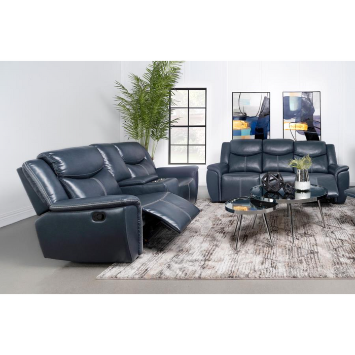Coaster Sloane 2-piece Upholstered Reclining Sofa Living Room Set Blue
