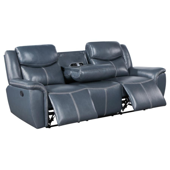 Coaster Sloane 2-piece Upholstered Reclining Sofa Living Room Set Blue