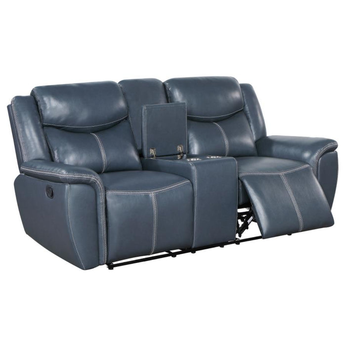 Coaster Sloane 2-piece Upholstered Reclining Sofa Living Room Set Blue