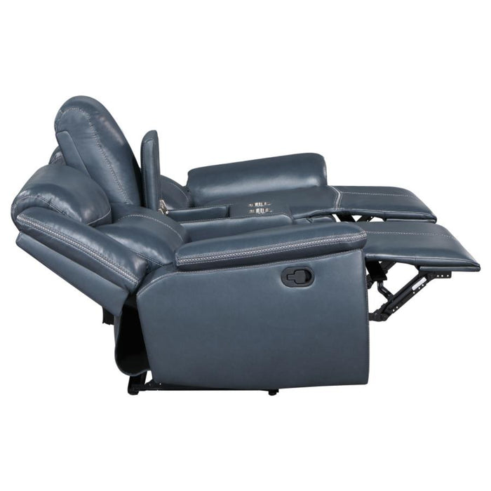Coaster Sloane 2-piece Upholstered Reclining Sofa Living Room Set Blue