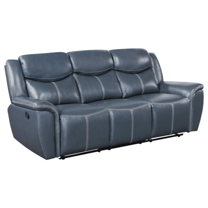 Coaster Sloane 3-piece Upholstered Reclining Sofa Living Room Set Blue