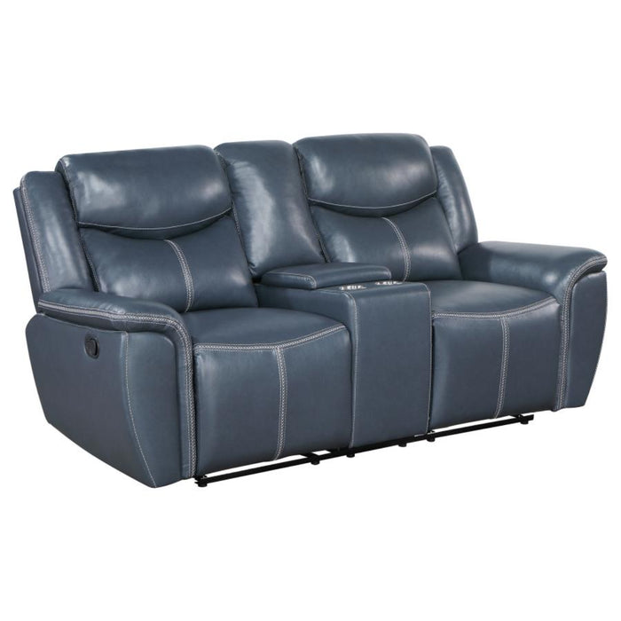 Coaster Sloane 3-piece Upholstered Reclining Sofa Living Room Set Blue