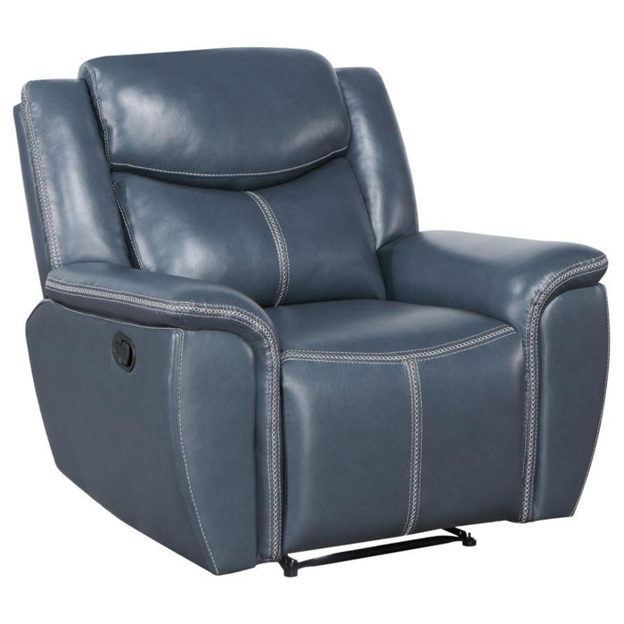 Coaster Sloane 3-piece Upholstered Reclining Sofa Living Room Set Blue