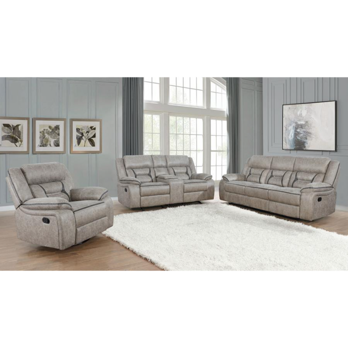 Coaster Greer 3-piece Upholstered Reclining Sofa Living Room Set Taupe