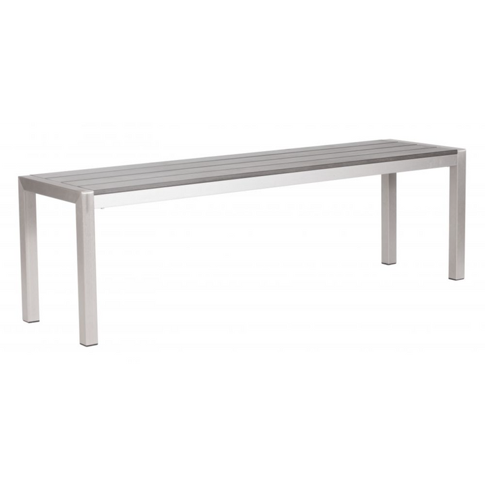 Zuo Metropolitan Double Bench Gray & Silver