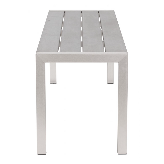 Zuo Metropolitan Double Bench Gray & Silver