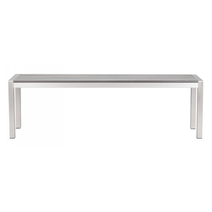 Zuo Metropolitan Double Bench Gray & Silver