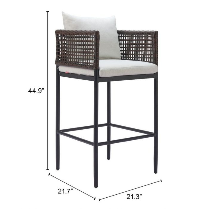 Zuo Palm Paradise Barstool Gray