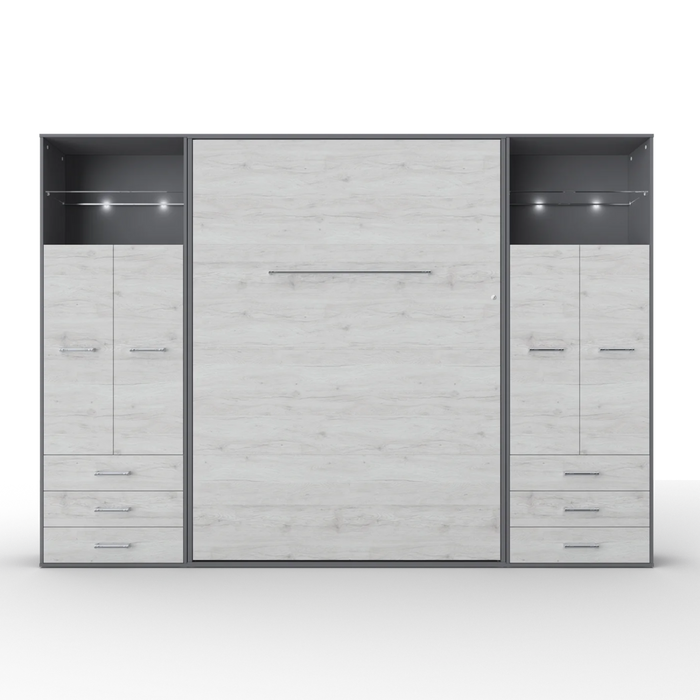 Maxima House Vertical Murphy Bed Invento , European Full Xl with 2 Cabinets