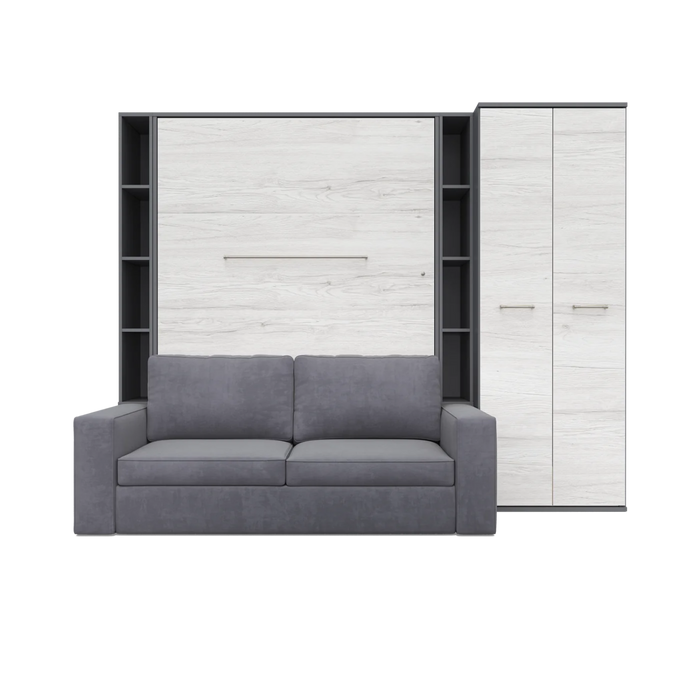 Maxima House Vertical Full Size Murphy Bed Invento with Sofa, Two Cabinets and Wardrobe