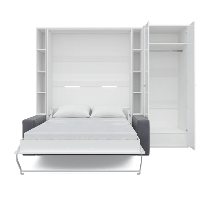 Maxima House Vertical Full Size Murphy Bed Invento with Sofa, Two Cabinets and Wardrobe