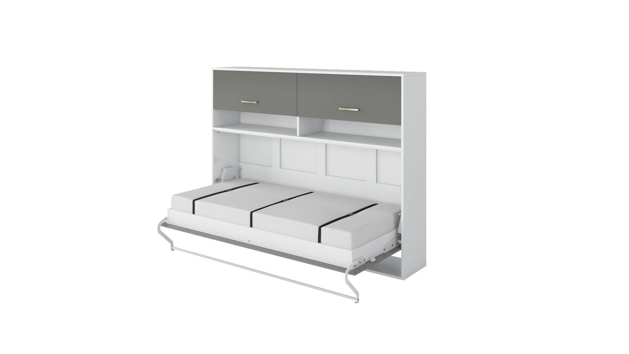 Maxima House Invento Horizontal Wall Bed, European Full Size with a cabinet on top IN120H-11W