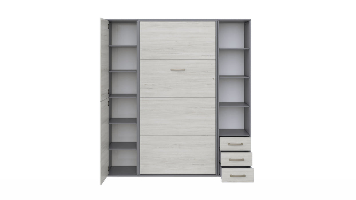 Maxima House Invento Vertical Wall Bed, European Twin Size with 2 cabinets IN90V-08/09W - Bed & Sofa Hub