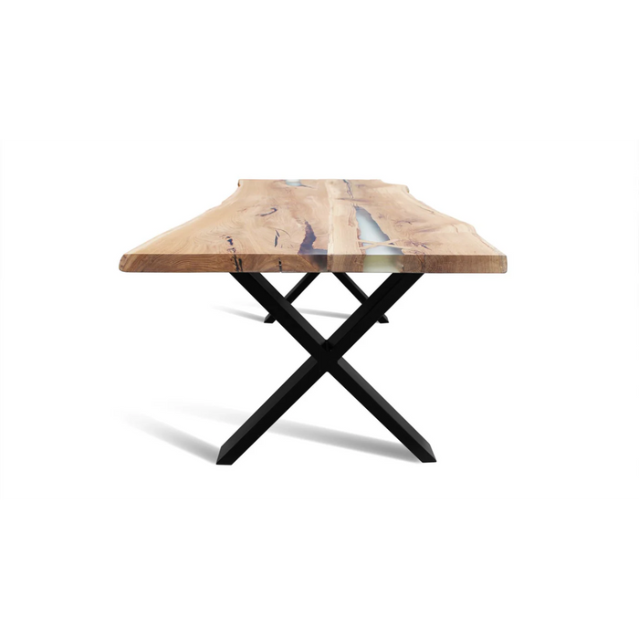 Maxima House Banur-110 Solid Wood Dining Table with Black Metal Legs