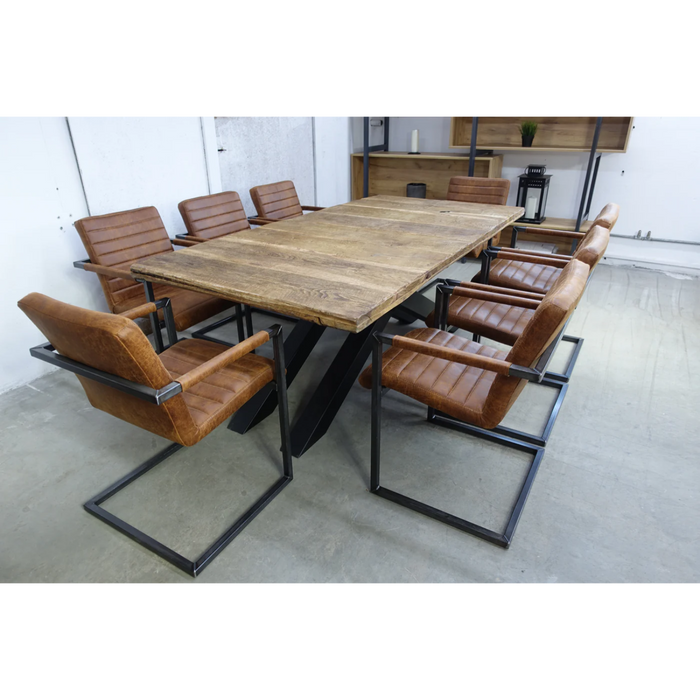 Maxima House Otto Oak Wood Dining Table with Metal Legs