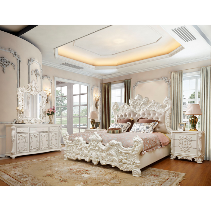 Homey Design HD-8008 4PC BEDROOM SET IVORY