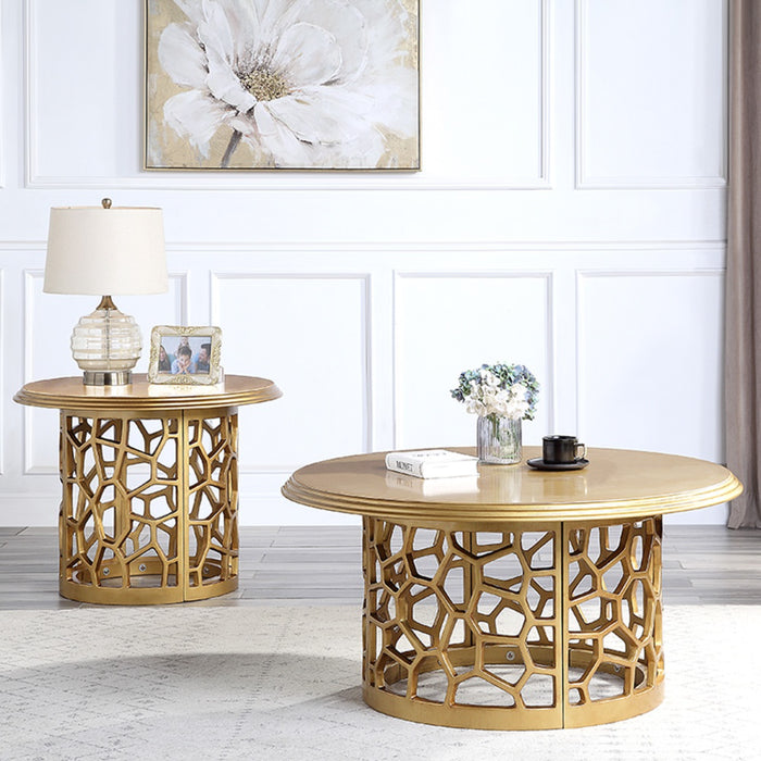 Homey Design Hd-8913 Gold – End Table - Bed & Sofa Hub