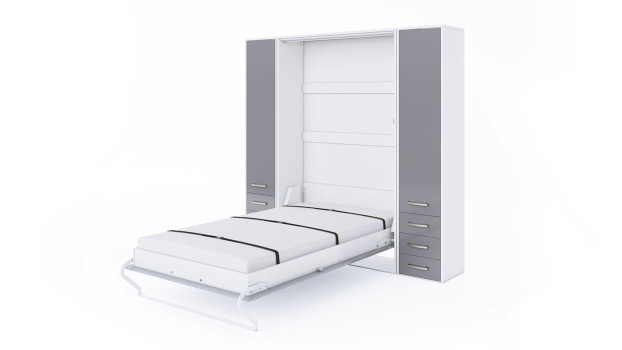 Maxima House Invento Vertical Wall Bed, European Full XL Size with 2 cabinets IN140V-07W