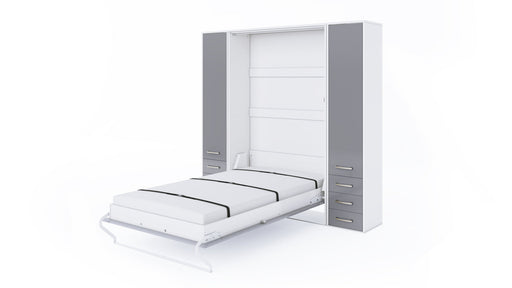 Maxima House Invento Vertical Wall Bed, European Twin Size with 2 cabinets IN90V-07W - Bed & Sofa Hub